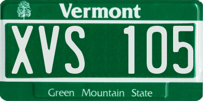 VT license plate XVS105