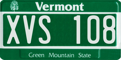 VT license plate XVS108
