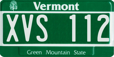 VT license plate XVS112