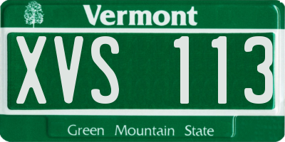 VT license plate XVS113