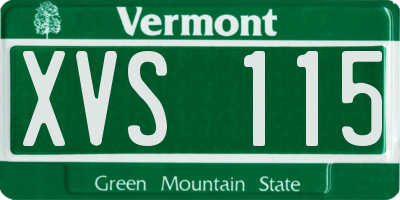 VT license plate XVS115
