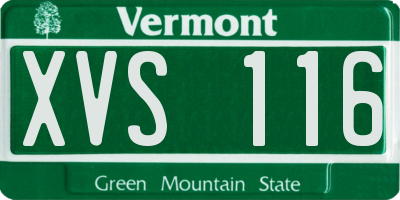 VT license plate XVS116