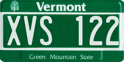 VT license plate XVS122