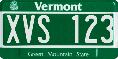 VT license plate XVS123