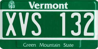 VT license plate XVS132