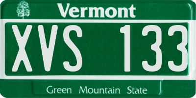 VT license plate XVS133