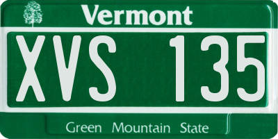 VT license plate XVS135