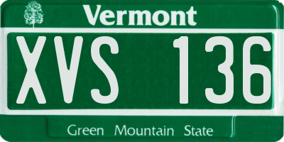 VT license plate XVS136