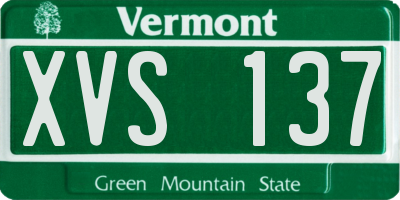 VT license plate XVS137