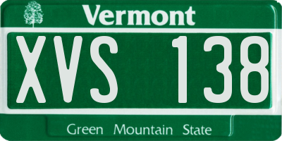 VT license plate XVS138