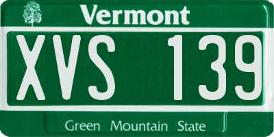 VT license plate XVS139