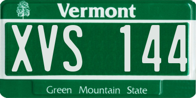 VT license plate XVS144