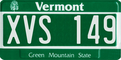 VT license plate XVS149