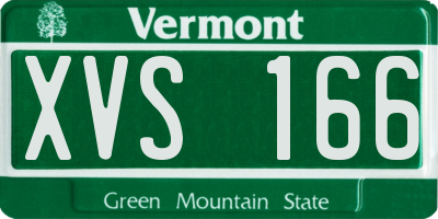 VT license plate XVS166