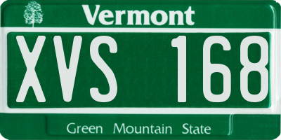 VT license plate XVS168
