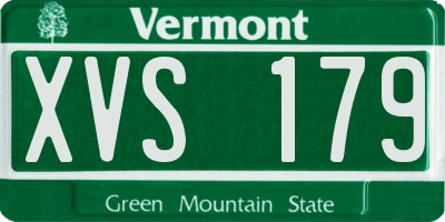 VT license plate XVS179