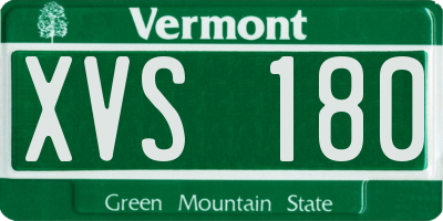 VT license plate XVS180