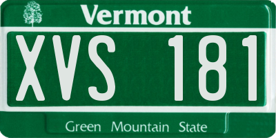 VT license plate XVS181