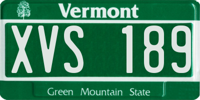 VT license plate XVS189