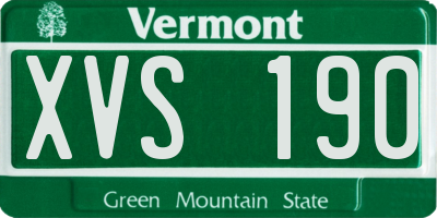 VT license plate XVS190