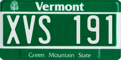 VT license plate XVS191