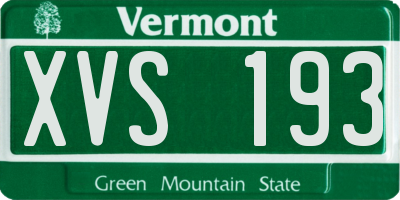 VT license plate XVS193
