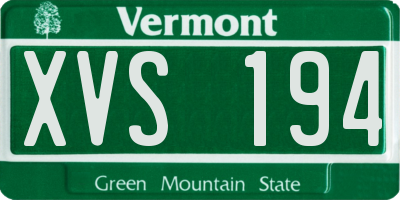 VT license plate XVS194