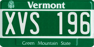 VT license plate XVS196