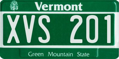 VT license plate XVS201