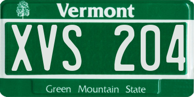 VT license plate XVS204