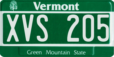VT license plate XVS205