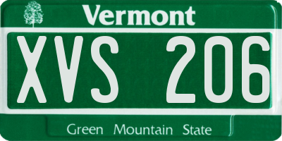 VT license plate XVS206