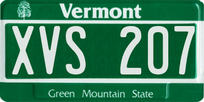 VT license plate XVS207