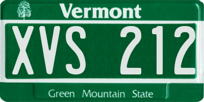VT license plate XVS212