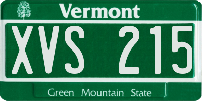 VT license plate XVS215