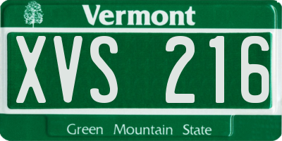 VT license plate XVS216
