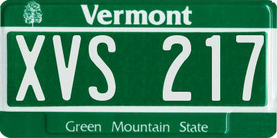 VT license plate XVS217