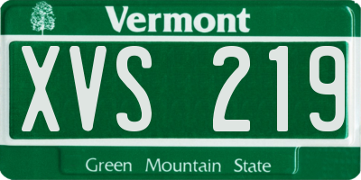 VT license plate XVS219