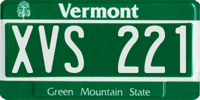 VT license plate XVS221