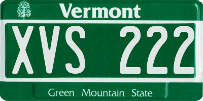 VT license plate XVS222