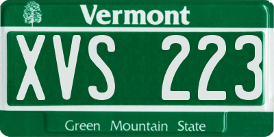 VT license plate XVS223
