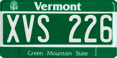 VT license plate XVS226
