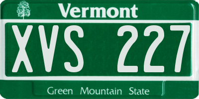 VT license plate XVS227
