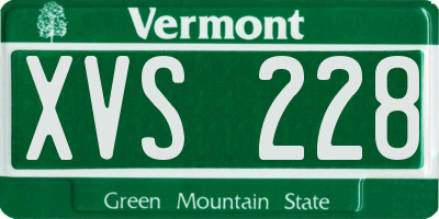 VT license plate XVS228