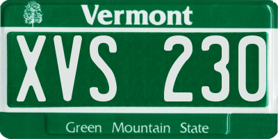 VT license plate XVS230