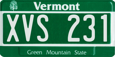 VT license plate XVS231