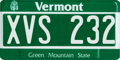 VT license plate XVS232
