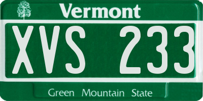 VT license plate XVS233