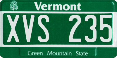 VT license plate XVS235