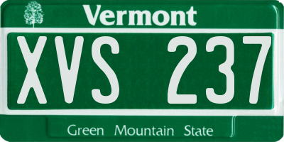 VT license plate XVS237